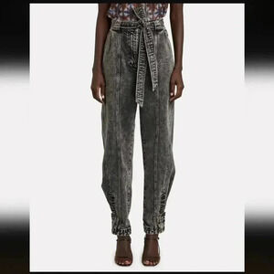 ULLA JOHNSON Carmen Belted Tapered acid washed Jeans